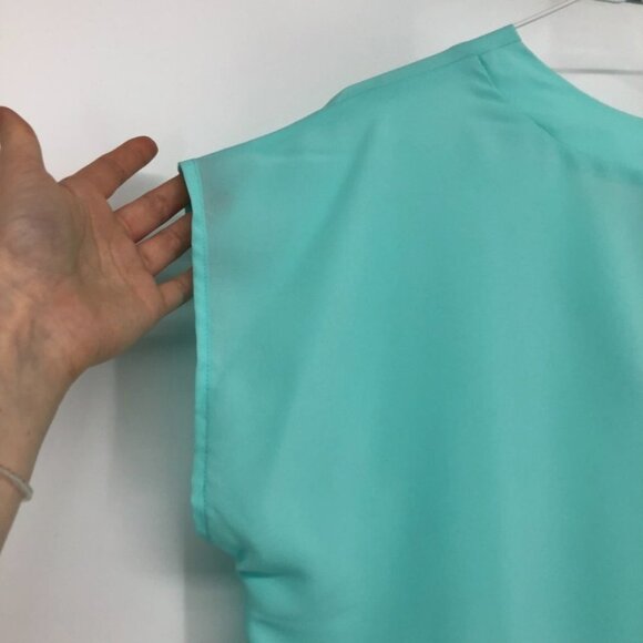 Acapella light blue semi-sheer oversized V neck blouse  Vancouver Canada S - Picture 7 of 15